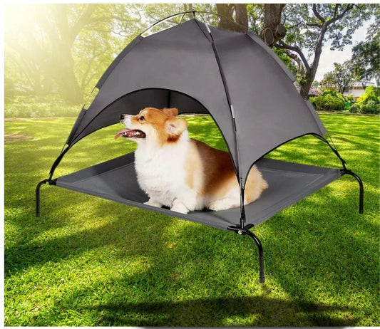 PawShade™ – Elevated Waterproof Portable Pet Bed with Canopy