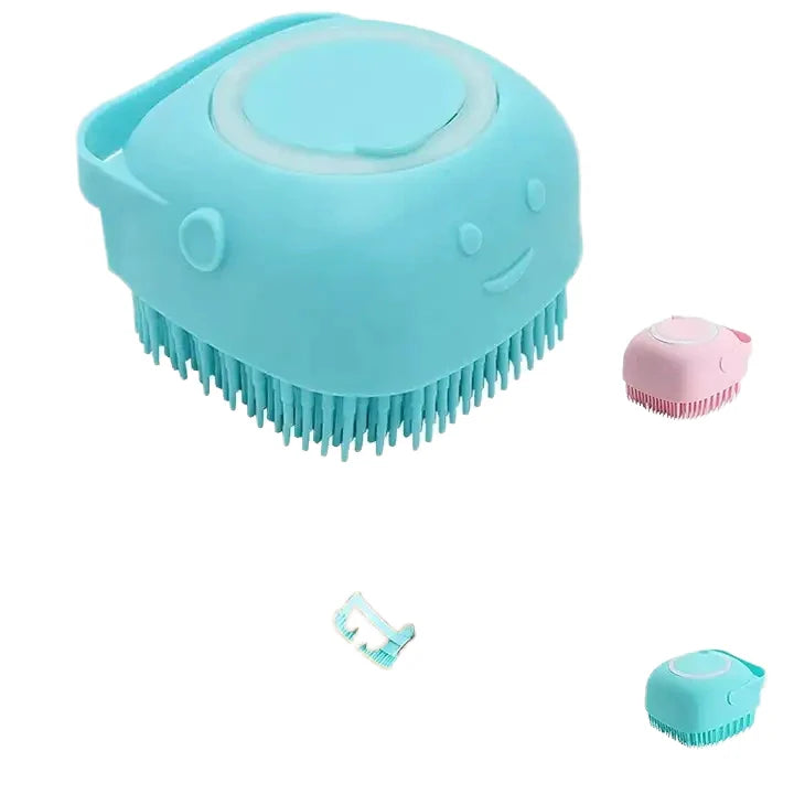 AquaSoothe – Silicone Pet Shower Brush with Shampoo Dispenser