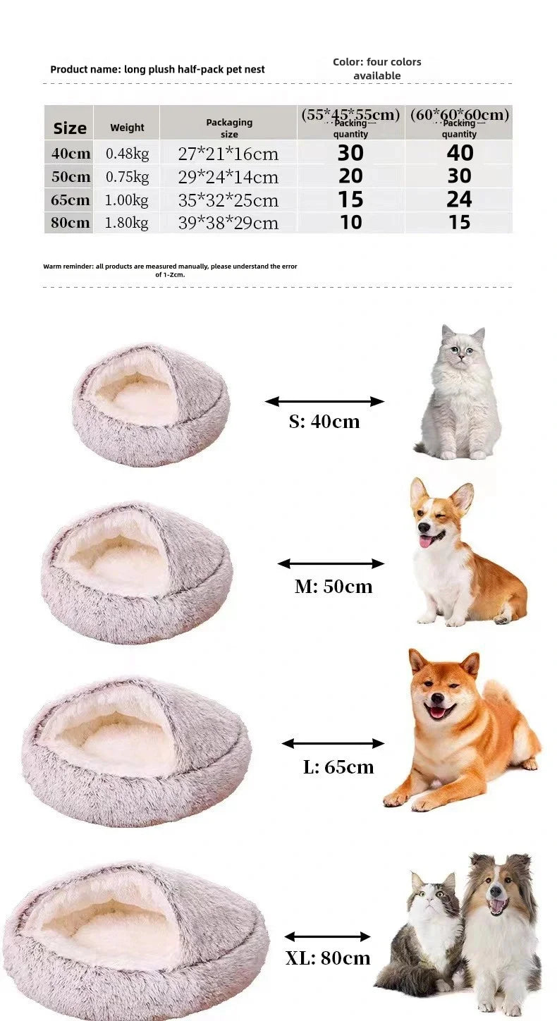 Plush Covered Cat Cave Bed for Deep Sleep & Winter Warmth