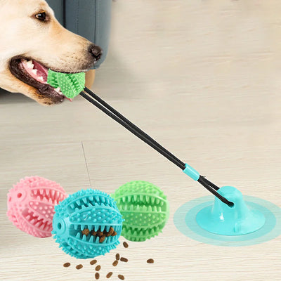 Interactive Suction Cup Dog Toy – Chew Ball & Treat Dispenser for Strong Chewers