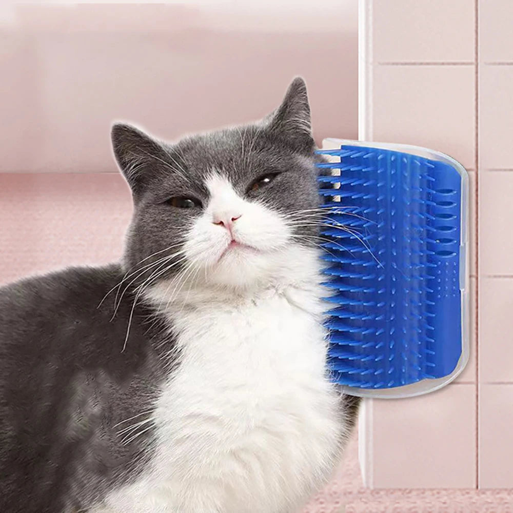 Self-Grooming Cat Brush Wall Corner – Soft Silicone Massager for Cats