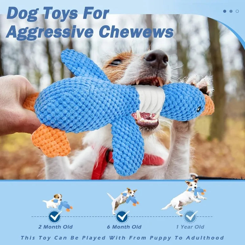 Durable Plush Duck Dog Toy – Squeaky Chew Toy for Aggressive Chewers
