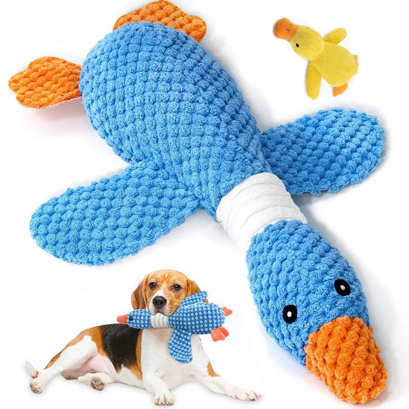 Durable Plush Duck Dog Toy – Squeaky Chew Toy for Aggressive Chewers