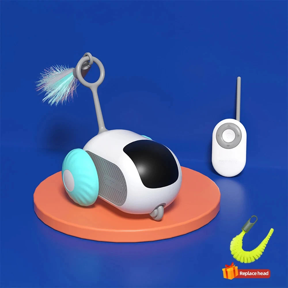 Interactive Remote Cat Toy – Automatic Rolling Robot with Feather & Light Play
