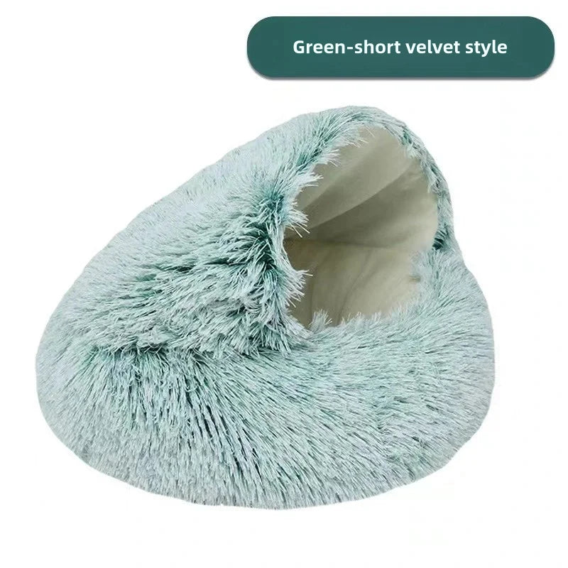 Plush Covered Cat Cave Bed for Deep Sleep & Winter Warmth