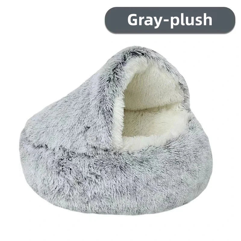 Plush Covered Cat Cave Bed for Deep Sleep & Winter Warmth