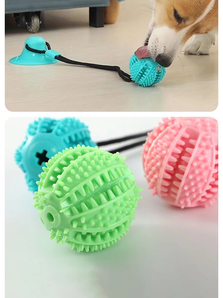 Interactive Suction Cup Dog Toy – Chew Ball & Treat Dispenser for Strong Chewers
