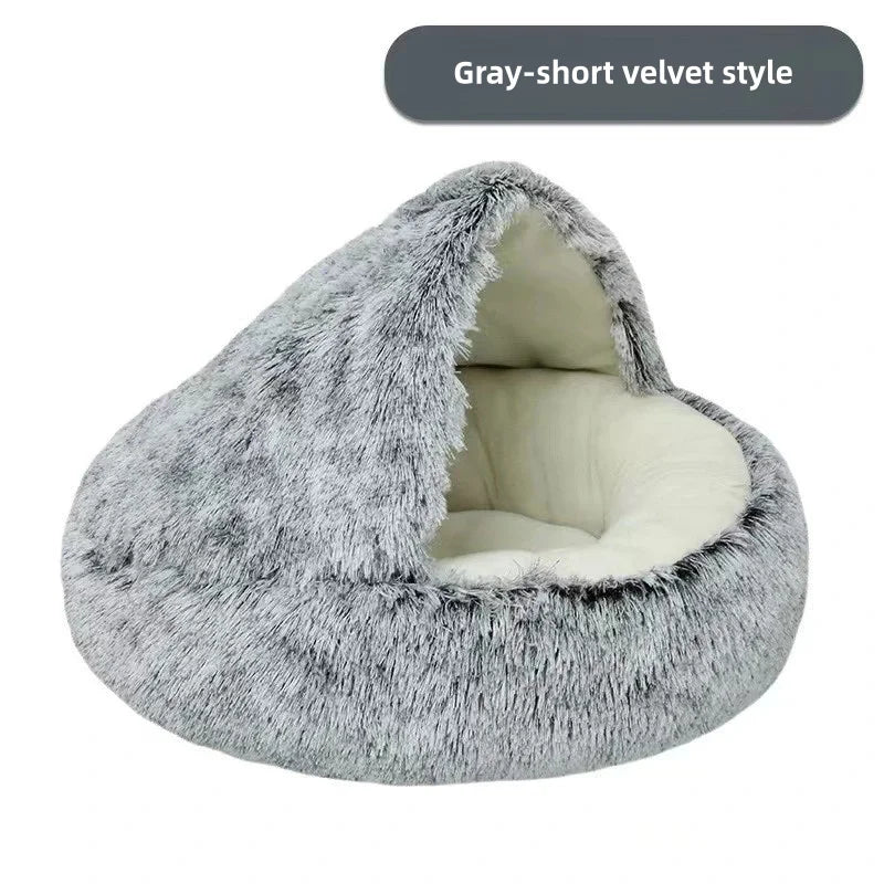 Plush Covered Cat Cave Bed for Deep Sleep & Winter Warmth
