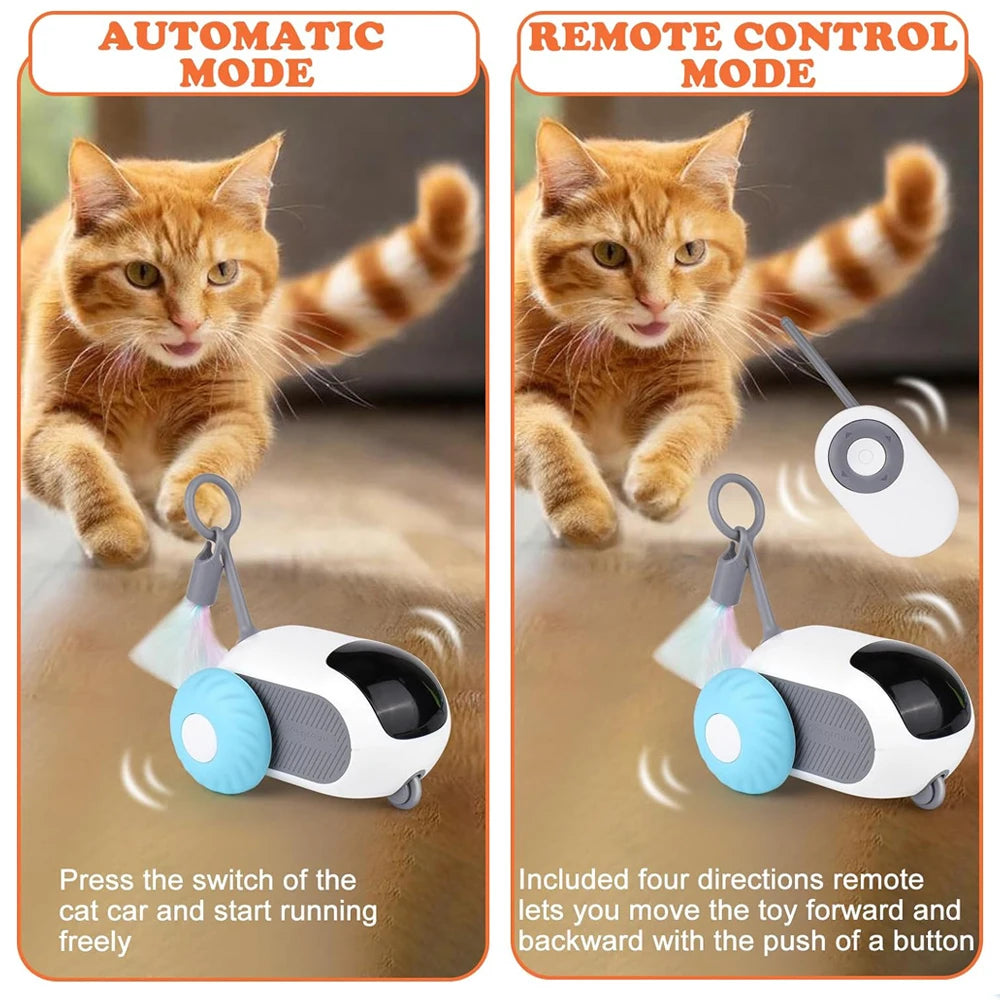 Interactive Remote Cat Toy – Automatic Rolling Robot with Feather & Light Play