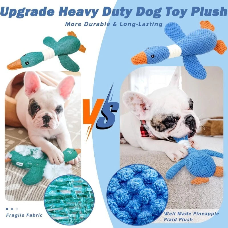 Durable Plush Duck Dog Toy – Squeaky Chew Toy for Aggressive Chewers