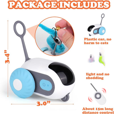 Interactive Remote Cat Toy – Automatic Rolling Robot with Feather & Light Play