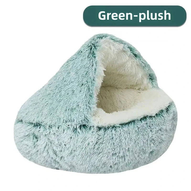 Plush Covered Cat Cave Bed for Deep Sleep & Winter Warmth