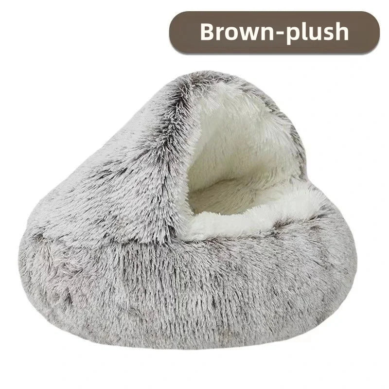 Plush Covered Cat Cave Bed for Deep Sleep & Winter Warmth