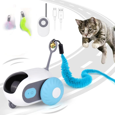 Interactive Remote Cat Toy – Automatic Rolling Robot with Feather & Light Play