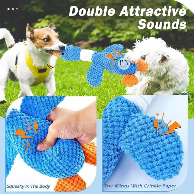 Durable Plush Duck Dog Toy – Squeaky Chew Toy for Aggressive Chewers