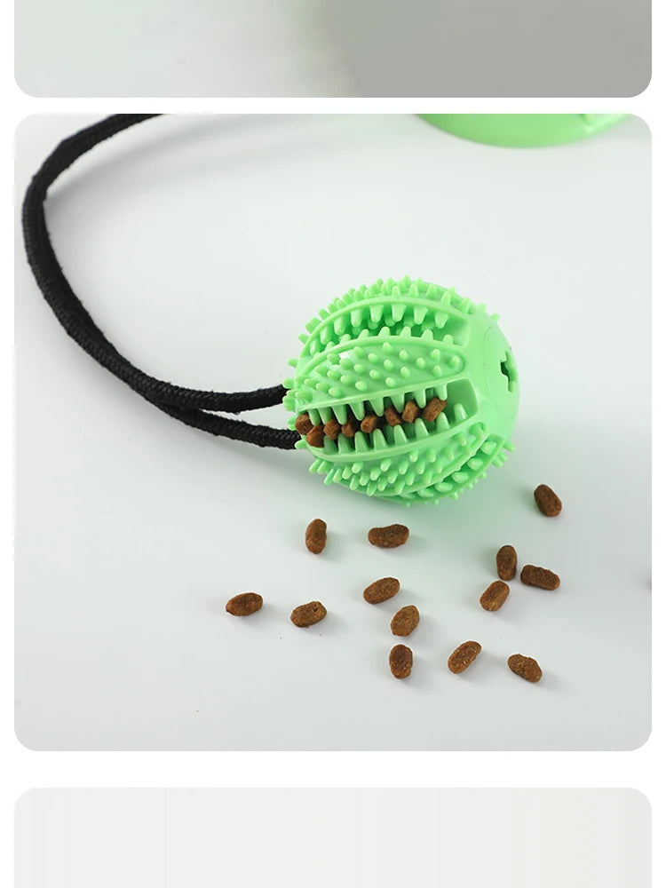 Interactive Suction Cup Dog Toy – Chew Ball & Treat Dispenser for Strong Chewers