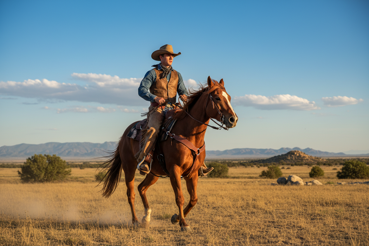young man from texas on horse